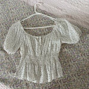 Polka Dot Puff Sleeve Top